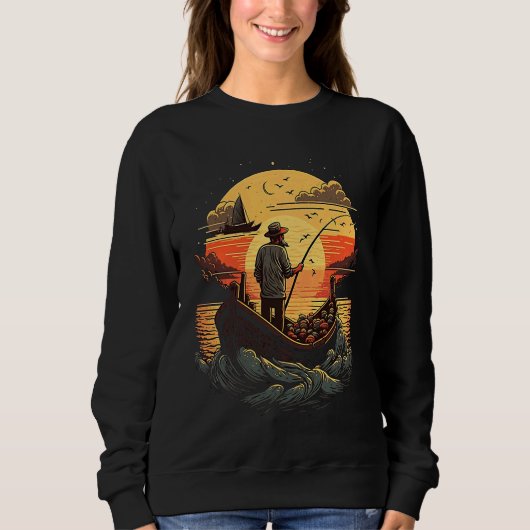 Sweatshirt Saltwater Fishing Trip Fisherman Fishing On Sunset (Devant)