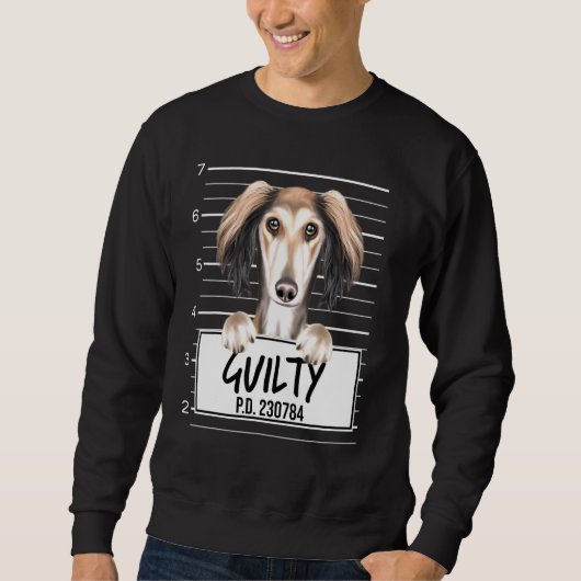 Sweatshirt Saluki Mugshot Chien coupable (Devant)