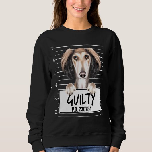 Sweatshirt Saluki Mugshot Chien coupable (Devant)