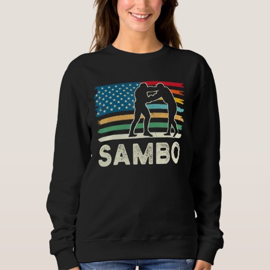 Sweatshirt Sambo judo Lutte Martial arts retro US Drapeau- w (Devant)