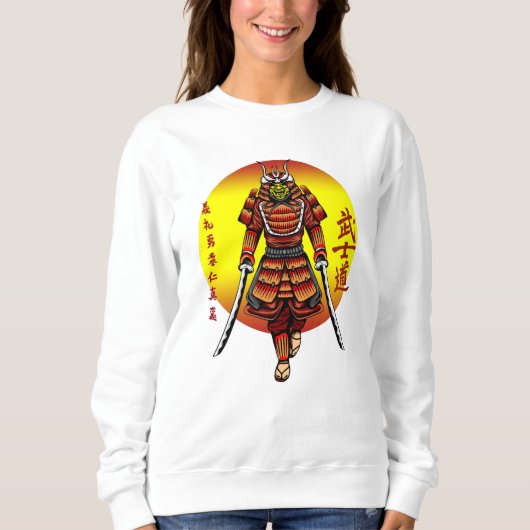 Sweatshirt Samouraï blindé rétro cool avec 2 Katanas (Devant)