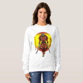 Sweatshirt Samouraï blindé rétro cool avec 2 Katanas (Devant entier)