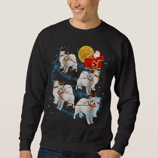 Sweatshirt Samoyé Reindeer feux de Noël Pyjama (Devant)