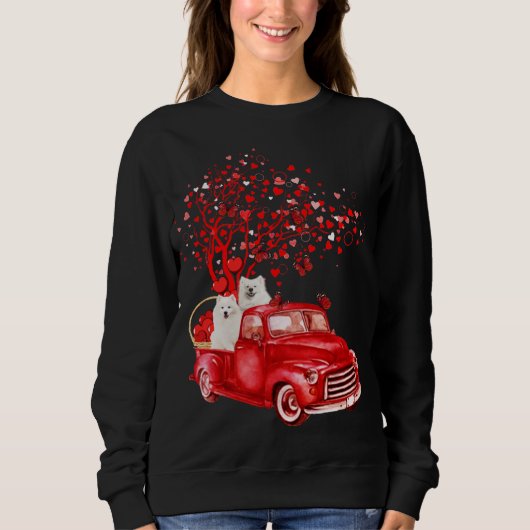 Sweatshirt Samoyed Riding Camion Rouge Saint-papillon Coeur (Devant)
