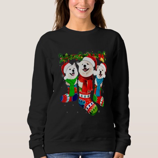 Sweatshirt Samoyède en chaussettes de Noël Swea (Devant)