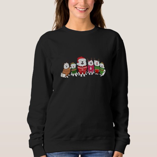 Sweatshirt Samoyèdes en pulls de Noël (Devant)