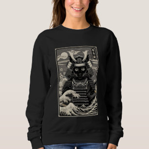 Sweatshirt Samurai Chat Vintage japonais Ukiyo-e Art