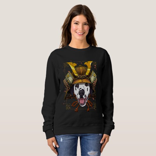 Sweatshirt Samurai Dalmatian Spotted Dog Japanese Warrior Bu (Devant entier)
