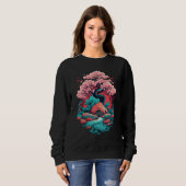 Sweatshirt Samurai Japonais Art Cherry Blossom Sakura Graphis (Devant entier)