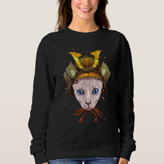 Sweatshirt Samurai Sphynx Cat Warrior Samurai Cat (Devant)
