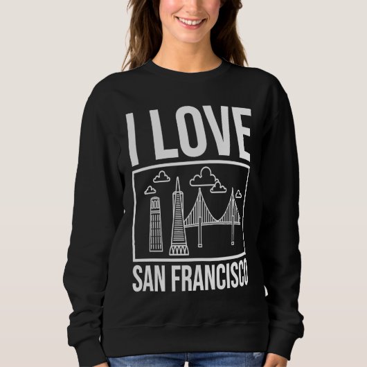 Sweatshirt San Francisco California City Skyline Map Travel (Devant)