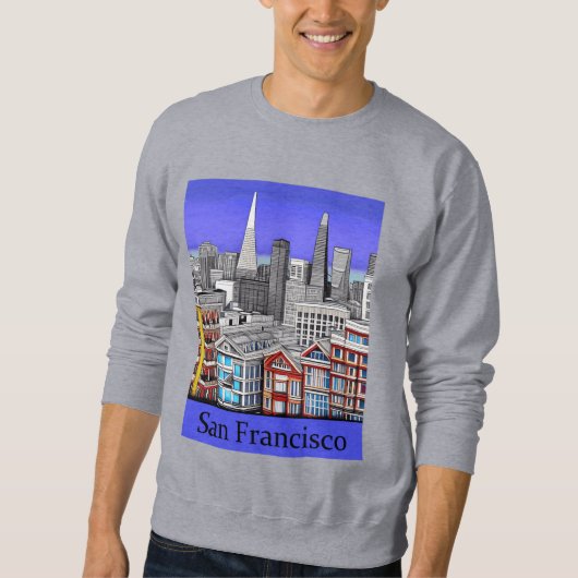 Sweatshirt San Francisco Skyline Colour Line Art (Devant)