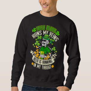 Sweatshirt Sang Irlandais Coule Mes Veines Drôle Crâne Sucre 