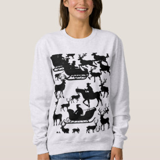 Sweatshirt Santa and deer chrismas sweat-shirt for ladies 
