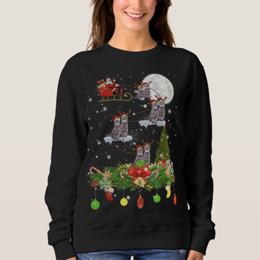 Sweatshirt Santa Claus équitation Chat Reindeer Sleigh Jour d (Devant)