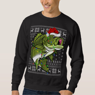 Sweatshirt Santa Hat Bass Poisson Xmas Éclairage Laid Basse C