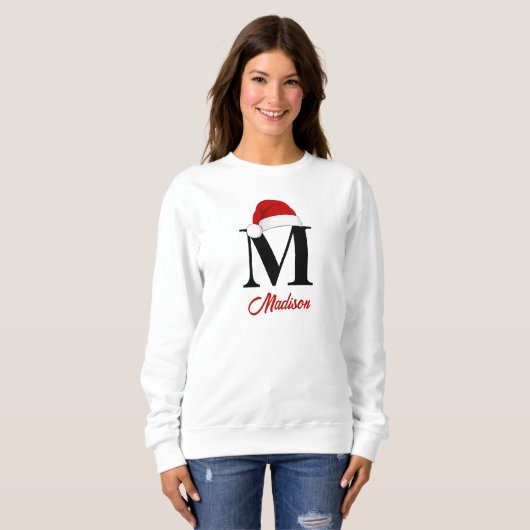 Sweatshirt Santa Hat Custom Monogramme Famille Noël (Devant entier)