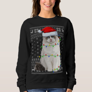 Sweatshirt Santa Hat Ragdoll Chat Xmas Éclairage Laid Ragdoll