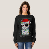 Sweatshirt Santa Llama  Christmas Lights Ugly Llama Xmas (Devant entier)