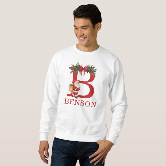 Sweatshirt Santa Monogrammed and Name Family Matching (Devant entier)