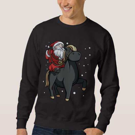 Sweatshirt Santa Riding Horse Cute Fun Christmas Celebrate (Devant)