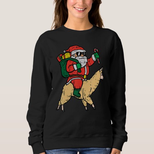 Sweatshirt Santa Riding Poor Llama  Christmas Xmas Kids Men W (Devant)