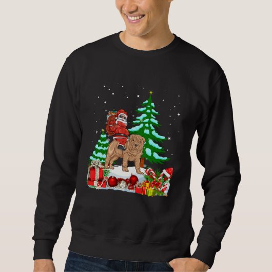 Sweatshirt Santa Riding Shar Pei Dog Theme Christmas Shar Pei (Devant)