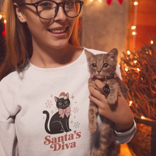 Sweatshirt Santa’s Diva Cute Christmas Cat for Her