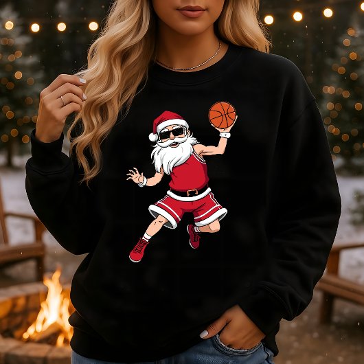 Sweatshirt Santa Slam Dunk Basketball Christmas