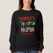 Sweatshirt Santas Infirmière Favorite Noël Lumière Chapeau Pè (Devant)