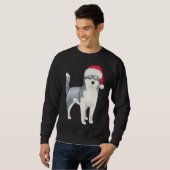 Sweatshirt Santas Little Helper Husky Chien (Devant entier)