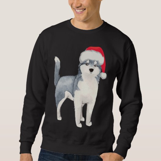 Sweatshirt Santas Little Helper Husky Chien (Devant)