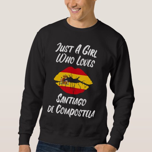 Sweatshirt Santiago de Compostela Lips and Mouth Love Spanish (Devant)