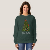 Sweatshirt Sapin de Noël avec oiseaux de fête (Devant entier)