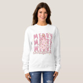 Sweatshirt Sapin de Noël rose Coquette (Devant entier)