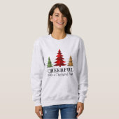 Sweatshirt Sapins de Noël à carreaux façon Western (Devant entier)