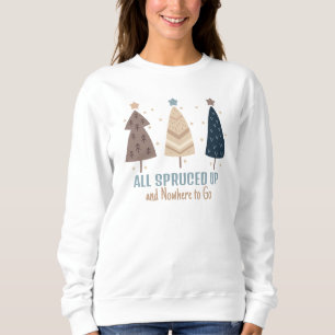 Sweatshirt Sapins de Noël de Style Boho de Couleur Neutre