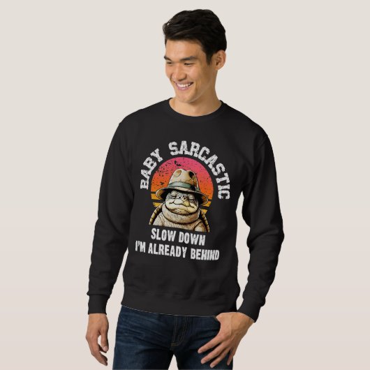 Sweatshirt Sarcastic Turtle Retro Sunset Graphic (Devant entier)