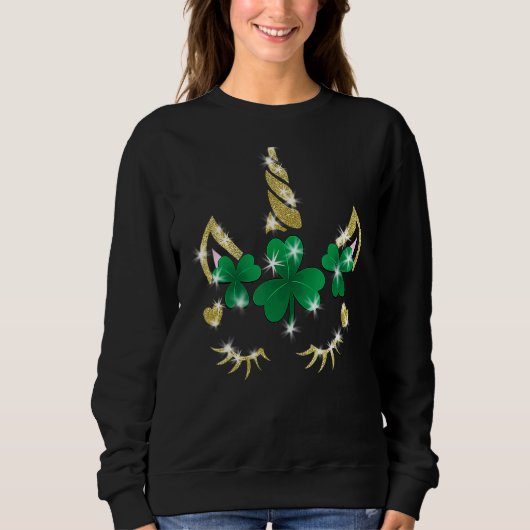 Sweatshirt Sarcastique Unicorne Face Imprimer jolie Saint Pat (Devant)