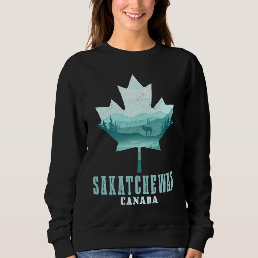 Sweatshirt Saskatchewan Maple Leaf Moose Vintage Canada Canad (Devant)