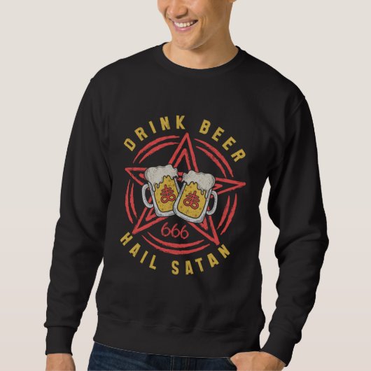 Sweatshirt Satanic Beer Drinking Baphomet for Devil Worshippe (Devant)