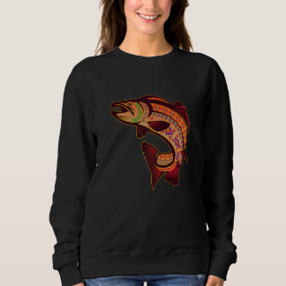 Sweatshirt Saumon totem indien d'Amérique du Nord-Ouest