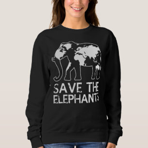 Sweatshirt Sauvez Les Éléphants Afrique Inde Sauvage Sauvage 
