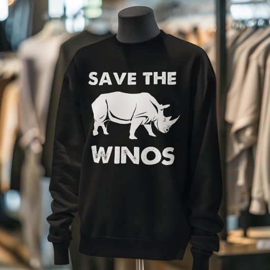 Sweatshirt "Sauvez les Winos" Rhinocéros amoureux du vin