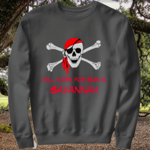 Sweatshirt Savannah GA Pirate Skull Crossbones travailler pou