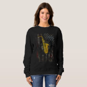 Sweatshirt Saxophone 4th Of July Patriotic Distressed America (Devant entier)