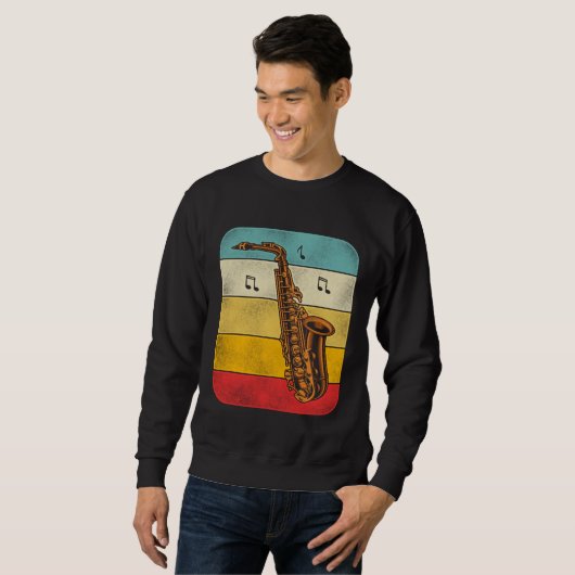 Sweatshirt Saxophone Retro Vintage (Devant entier)