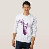 Sweatshirt Saxophone violet cool et notes -T-shirt (Devant entier)