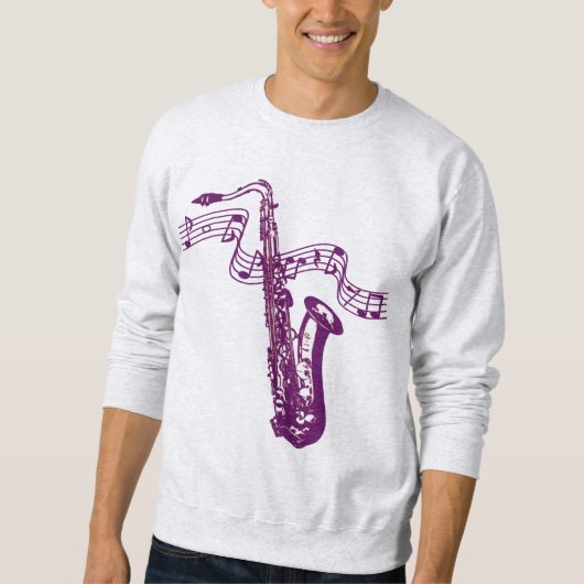 Sweatshirt Saxophone violet cool et notes -T-shirt (Devant)