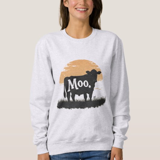 Sweatshirt Say Moo — Cute Cow Silhouette (Devant)